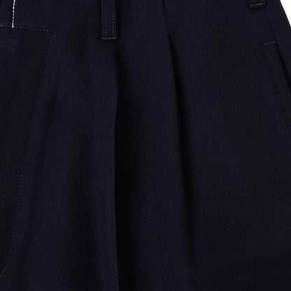 Y's Wool Gabardine Waist Cut Design Pants Navy Size M
