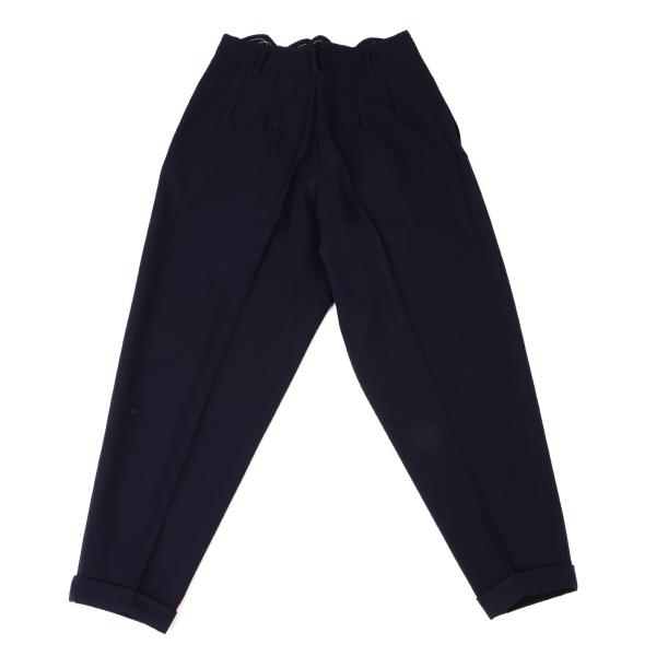 Y's Wool Gabardine Waist Cut Design Pants Navy Size M
