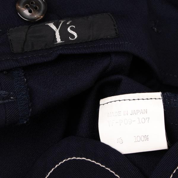 Y's Wool Gabardine Waist Cut Design Pants Navy Size M