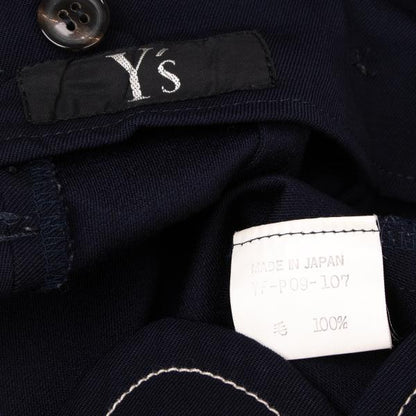 Y's Wool Gabardine Waist Cut Design Pants Navy Size M