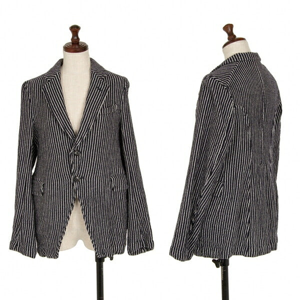 COMME des GARCONS Wool Stripe Cutaway Navy White Jacket Size SS