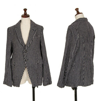 COMME des GARCONS Wool Stripe Cutaway Navy White Jacket Size SS