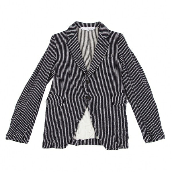 COMME des GARCONS Wool Stripe Cutaway Navy White Jacket Size SS