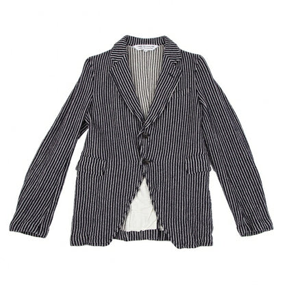 COMME des GARCONS Wool Stripe Cutaway Navy White Jacket Size SS
