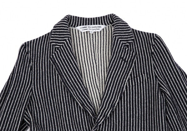 COMME des GARCONS Wool Stripe Cutaway Navy White Jacket Size SS