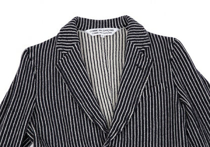 COMME des GARCONS Wool Stripe Cutaway Navy White Jacket Size SS