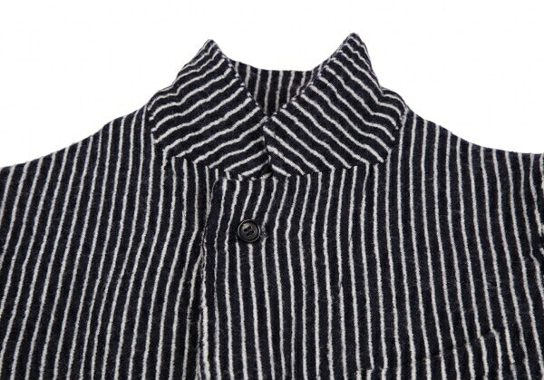 COMME des GARCONS Wool Stripe Cutaway Navy White Jacket Size SS