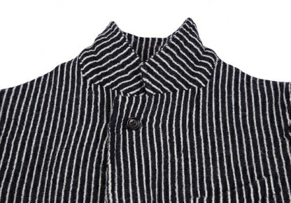 COMME des GARCONS Wool Stripe Cutaway Navy White Jacket Size SS