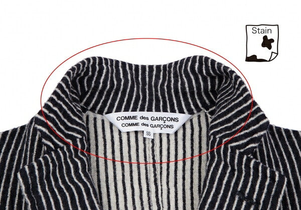 COMME des GARCONS Wool Stripe Cutaway Navy White Jacket Size SS
