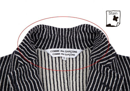 COMME des GARCONS Wool Stripe Cutaway Navy White Jacket Size SS
