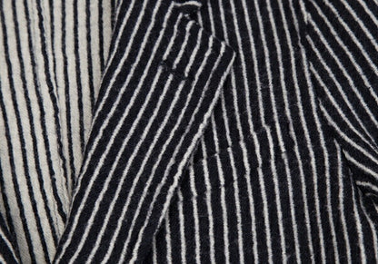COMME des GARCONS Wool Stripe Cutaway Navy White Jacket Size SS