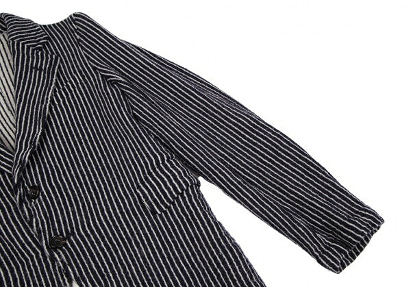 COMME des GARCONS Wool Stripe Cutaway Navy White Jacket Size SS