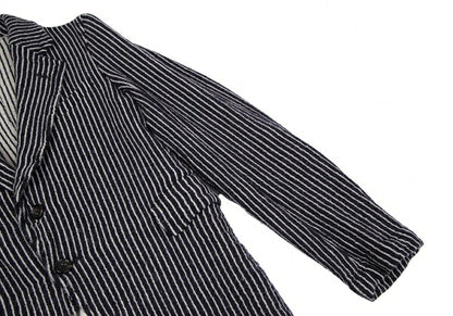 COMME des GARCONS Wool Stripe Cutaway Navy White Jacket Size SS