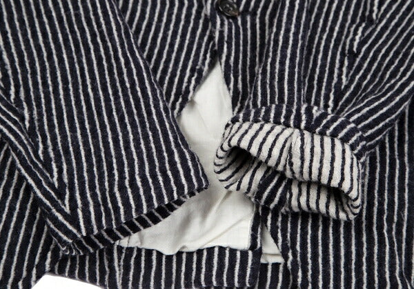 COMME des GARCONS Wool Stripe Cutaway Navy White Jacket Size SS