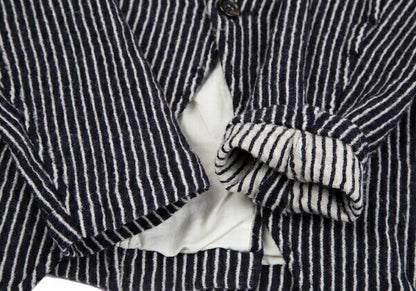 COMME des GARCONS Wool Stripe Cutaway Navy White Jacket Size SS
