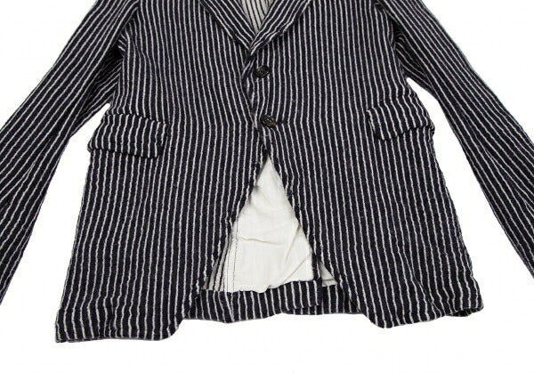 COMME des GARCONS Wool Stripe Cutaway Navy White Jacket Size SS