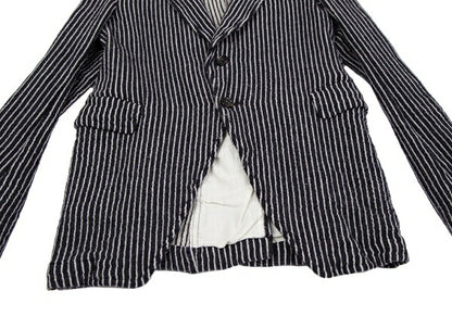 COMME des GARCONS Wool Stripe Cutaway Navy White Jacket Size SS
