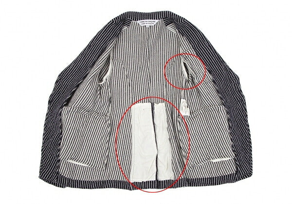 COMME des GARCONS Wool Stripe Cutaway Navy White Jacket Size SS