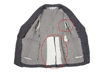 COMME des GARCONS Wool Stripe Cutaway Navy White Jacket Size SS