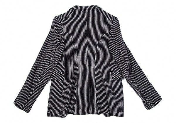 COMME des GARCONS Wool Stripe Cutaway Navy White Jacket Size SS