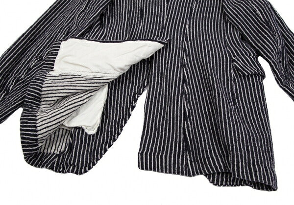 COMME des GARCONS Wool Stripe Cutaway Navy White Jacket Size SS