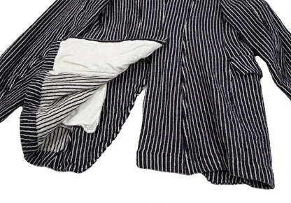COMME des GARCONS Wool Stripe Cutaway Navy White Jacket Size SS