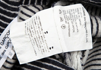 COMME des GARCONS Wool Stripe Cutaway Navy White Jacket Size SS