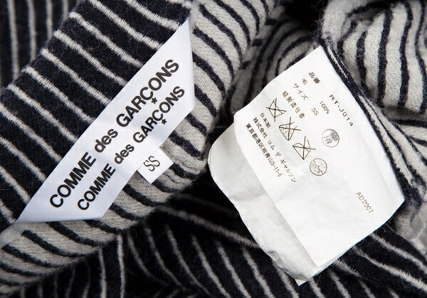 COMME des GARCONS Wool Stripe Cutaway Navy White Jacket Size SS