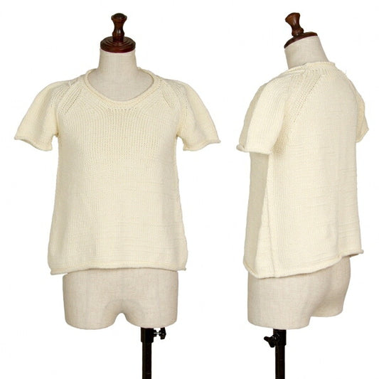 Yohji Yamamoto NOIR Cotton Ribbed Short Sweater Beige Size 3