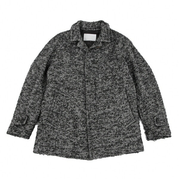 kolor Mohair Blend Loop Tweed Coat Black Size 1