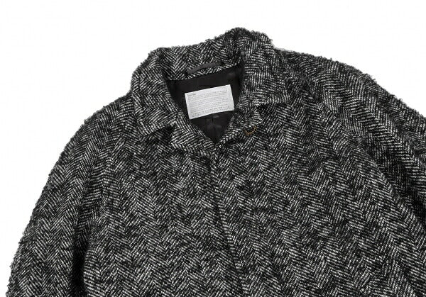 kolor Mohair Blend Loop Tweed Coat Black Size 1