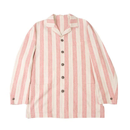 KENZO Linen Cotton Stripe Jacket Beige Red Size 2