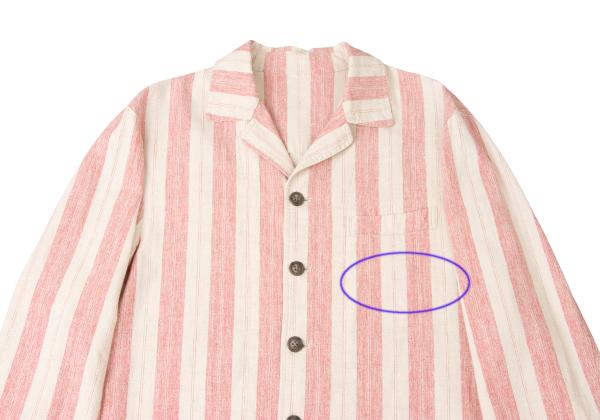 KENZO Linen Cotton Stripe Jacket Beige Red Size 2