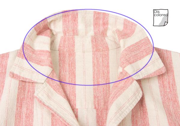 KENZO Linen Cotton Stripe Jacket Beige Red Size 2