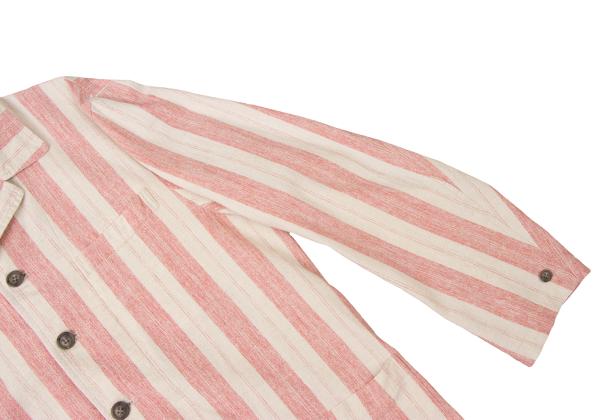 KENZO Linen Cotton Stripe Jacket Beige Red Size 2