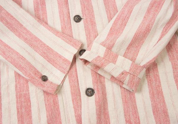 KENZO Linen Cotton Stripe Jacket Beige Red Size 2