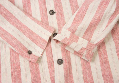 KENZO Linen Cotton Stripe Jacket Beige Red Size 2
