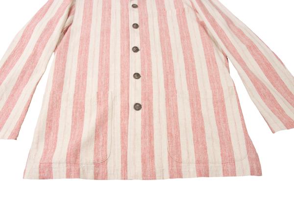 KENZO Linen Cotton Stripe Jacket Beige Red Size 2