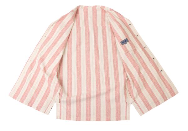 KENZO Linen Cotton Stripe Jacket Beige Red Size 2