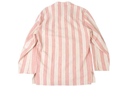 KENZO Linen Cotton Stripe Jacket Beige Red Size 2