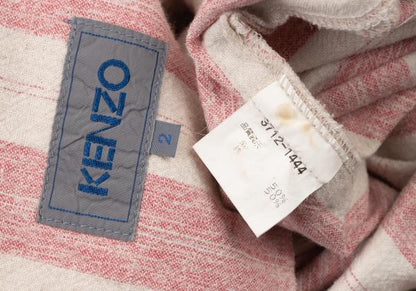 KENZO Linen Cotton Stripe Jacket Beige Red Size 2