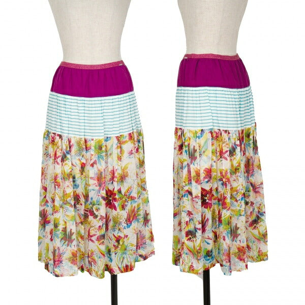 JUNIOR GAULTIER Cotton Floral Print Skirt Purple Size 12A