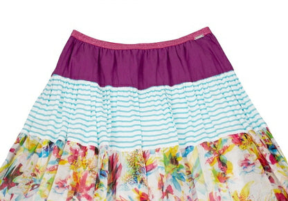 JUNIOR GAULTIER Cotton Floral Print Skirt Purple Size 12A