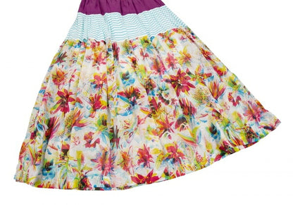 JUNIOR GAULTIER Cotton Floral Print Skirt Purple Size 12A