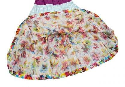 JUNIOR GAULTIER Cotton Floral Print Skirt Purple Size 12A