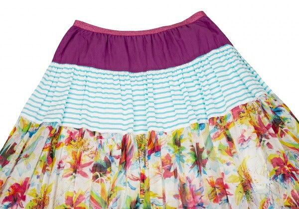 JUNIOR GAULTIER Cotton Floral Print Skirt Purple Size 12A