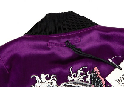 Jean Paul GAULTIER FEMME Silk Carp Jacket Purple Size 40