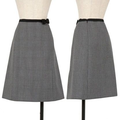 PRADA Waist Ribbon Glen Check Skirt Gray Size 38