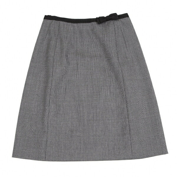 PRADA Waist Ribbon Glen Check Skirt Gray Size 38