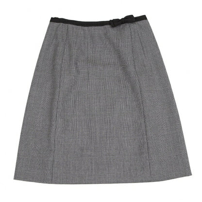 PRADA Waist Ribbon Glen Check Skirt Gray Size 38